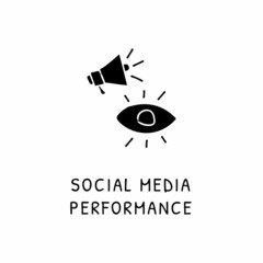 Obraz premium SOCIAL MEDIA PERFORMANCE icon in vector. Logotype - Doodle