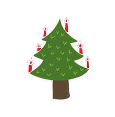 Xmas tree Set. Christmas tree in doodle style. Hand drawn Elements for new year deco. 