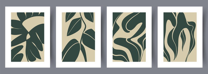 Scandinavian abstract vector print set. Minimalistic abstract wall art background for print. Scandinavian vector style.