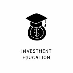 INVESTMENT EDUCATION icon in vector. Logotype - Doodle