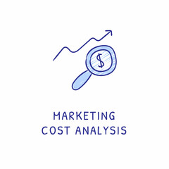 MARKETING COST ANALYSIS icon in vector. Logotype - Doodle