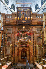 Fototapeta na wymiar The tomb of Jesus Christ inside the Church of the Holy Sepulchre