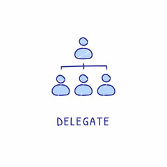DELEGATE icon in vector. Logotype - Doodle