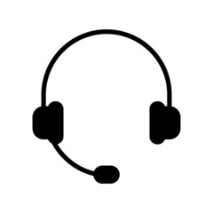 Headphone black icon. Music devise silhouette. Earphones symbol. Vector isolated on white