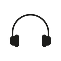Headphone black icon. Music devise silhouette. Earphones symbol. Vector isolated on white