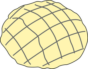 シンプルなメロンパンの可愛いイラスト素材