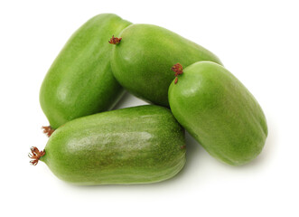 mini kiwi baby fruit (actinidia arguta) on white background 
