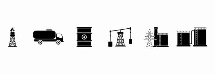 oil industry icon set, oil industry vector set sign symbol