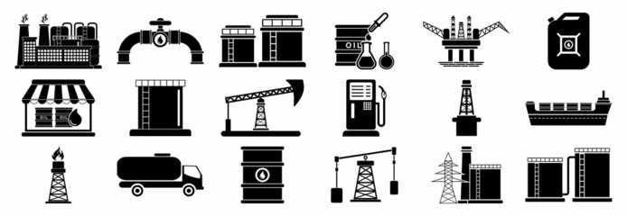 oil industry icon set, oil industry vector set sign symbol