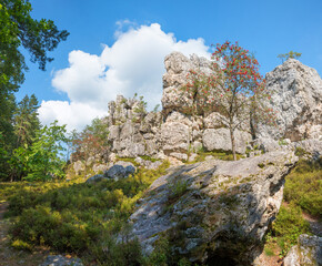 rocky quartz formation, tourist destination geotope Grosser Pfahl, near Viechtach lower bavaria.