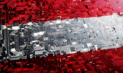 Technology background with national flag of Austria. 3D rendering