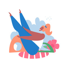 Funny african american young woman doing pilates