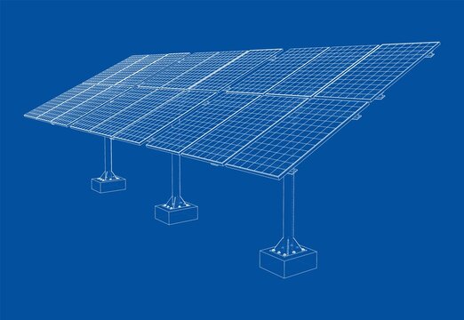 Solar Panel Concept. Vector rendering of 3d