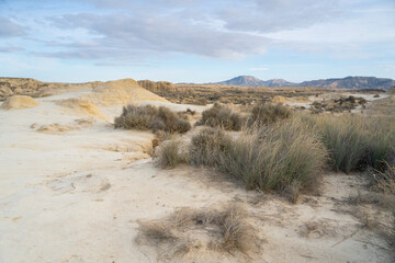desert landscape in bardenas reales desert in Navarr, spain