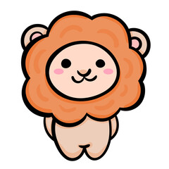 Lion cute character icon. Hand drawn vector illustration.