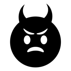 Angry sad devilish face. Emoji icon vector. Emoticon sign. Negative emotions. Vector illustration.