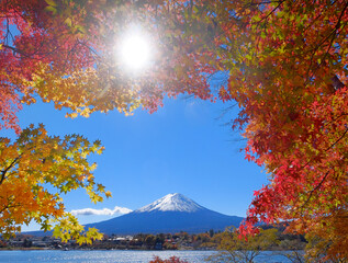 富士山と紅葉　河口湖より　2021年秋
