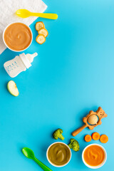 Baby accessories for feeding with fruits food milk bottle and toys