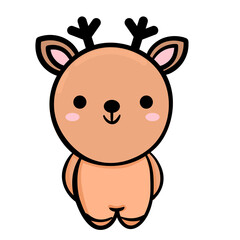 Deer cute character icon. Hand drawn vector illustration.