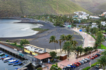Fototapeta na wymiar Black sand beach in San Sebastian. La Gomera. Canary Islands.