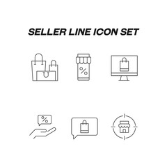 Industry concept. Collection of modern high quality seller line icons. Editable stroke. Premiul linear symbols of store, shopping bag, storefront, target, sale, promotion, discount