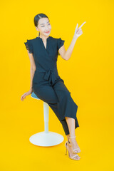 Portrait beautiful young asian woman smile with action