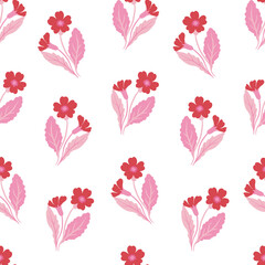 Fototapeta na wymiar Flowers seamless pattern. Pink color. Modern trendy Matisse minimal style.
