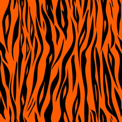 Seamless orange background with black stripes imitating a tiger skin.