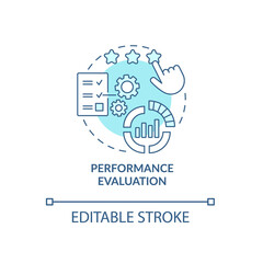 Performance review concept icon. Measure employee working outcome. Staff productivity appraisal abstract idea thin line illustration. Vector isolated outline color drawing. Editable stroke