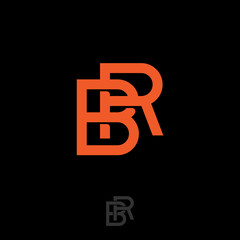 B and R letters. B, R monogram consist of crossed orange letters. Emblem for label, packaging, luxury gifts store, business, clothes or jewelry.