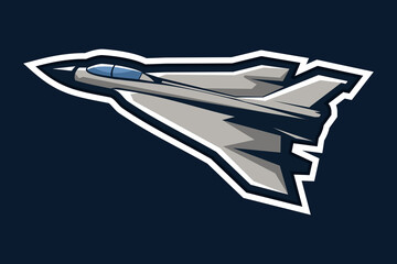 American cold war stealth fighter plane vector illustration. simple aircraft logo, military equipment.