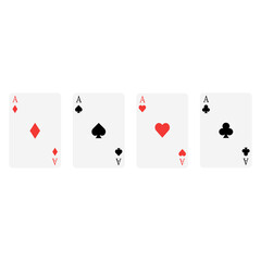 Vector illustration of playing cards on white background. Vector illustration design element set. Poker game icon.