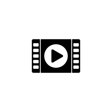 Play video icon in flat style on white background. Movie flat vector icon. Play button illustration.