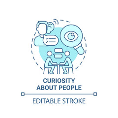 Curiosity about people blue concept icon. Entrepreneur characteristic abstract idea thin line illustration. Research social problems and issues. Vector isolated outline color drawing. Editable stroke