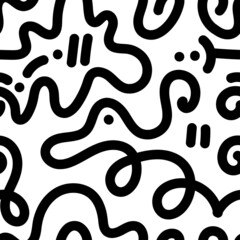 Seamless abstract pattern on white background. Vector doodle image. Graphic linear wallpaper.