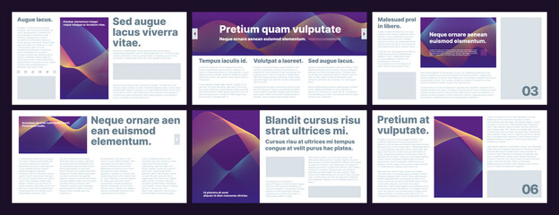Business presentation. Media presentation pages layout flyers templates for print design project garish vector illustration with place for personal text