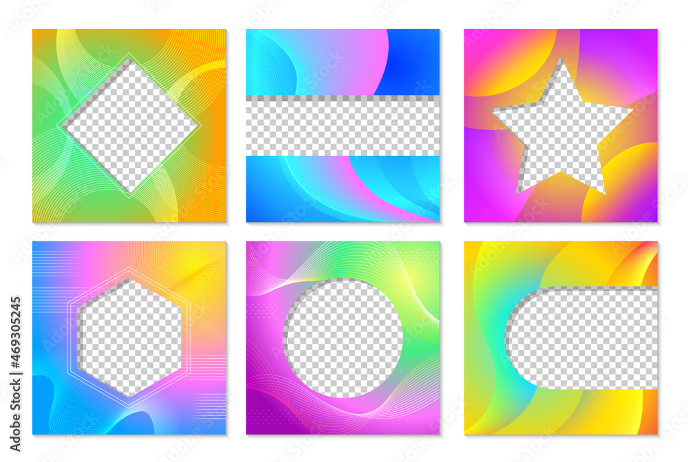 Poster Abstract social frames. Web square banners with empty place for personal images or text titles ui forms recent vector templates