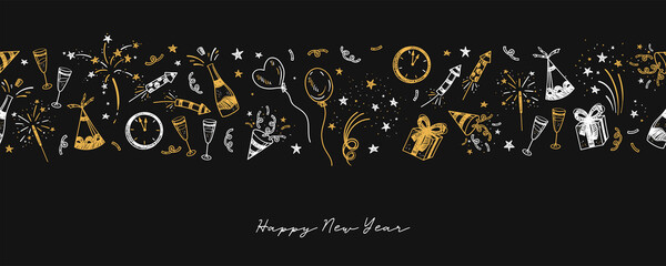 Fun hand drawn doodle fireworks, seamless pattern, great for textiles, wrapping, banner, wallpapers - vector design