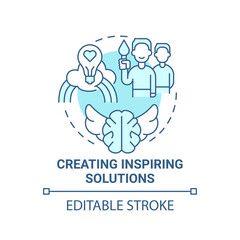 Creating inspiring solutions blue concept icon. Social entrepreneurship abstract idea thin line illustration. Motivation and incentive to change. Vector isolated outline color drawing. Editable stroke