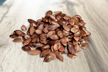 Nasty healthy snacks on the wooden desk