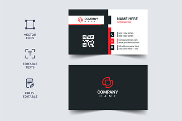 Creative Business Card Design Template black and red vector print ready ai format (source file)	