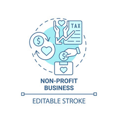 Non profit business blue concept icon. Social entrepreneurship abstract idea thin line illustration. Charitable organization. Mission funding. Vector isolated outline color drawing. Editable stroke