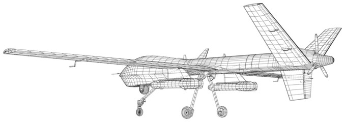 Predator Drone. Aircraft. Wire-frame EPS10 format. Vector created of 3d.