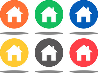 カラフルなホームアイコンのセット。家のアイコン。