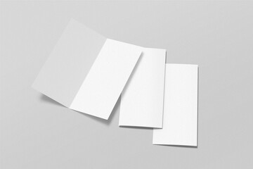 DL Bifold brochure mockup, A5 fold empty blank space 3d realistic object.