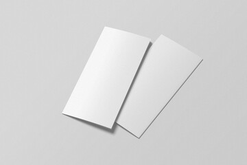 DL Bifold brochure mockup, A5 fold empty blank space 3d realistic object.