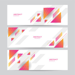 Modern orange and white abstract wide web banner background with geometric shapes. Vector digital technology futuristic abstract graphic design banner pattern background template.