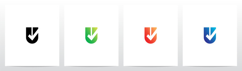 Tick Symbol On Modern Letter Logo Design U © recehan