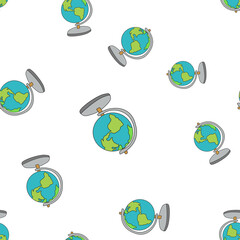 Seamless pattern from school globe in Doodle style.