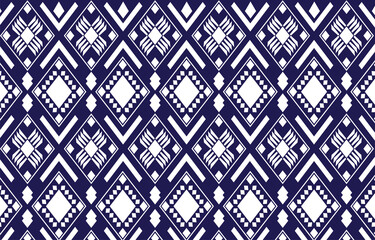 Design for background, carpet, wallpaper,clothing, wrapping, Batik, fabric, Vector illustration embroidery style. Blue and White.
